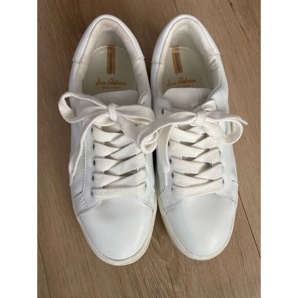 Sam Edelman Ethyl sneakers women’s size 5 white low top casual basic minimalist - Picture 1 of 6